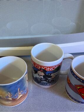 Vntg Trio White Ceramic Mugs. 2 mugs are Enesco and 1 mug is Disney.